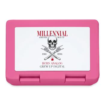 Millennial – Born Analog Grew Up Digital - Lunchbox - pink - Front