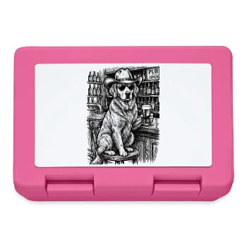 Cowboy Dog Beer Funny Golden Retriever - Lunchbox - pink - Front