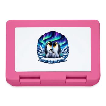 Polarfamilie unter Nordlicht - Brotdose - Pink - Vorne