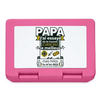 Papa Gamer Humour Cadeau Fête Des Pères Rétro - Boîte à goûter - rose - Devant