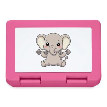 Bébé éléphant avec haltères Motif de salle de sport - Boîte à goûter - rose - Devant