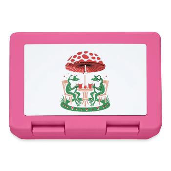 Happy frogs coffee break under mushroom umbrella - Lunchbox - pink - Front