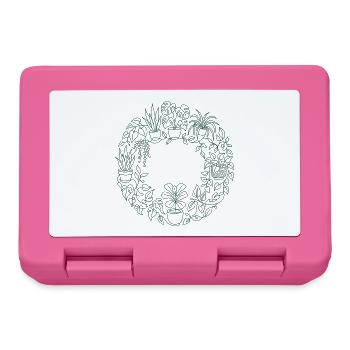 Green plant wreath - Lunchbox - pink - Front
