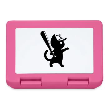 Minimalistische Katzen-Baseballspieler Silhouette - Brotdose - Pink - Vorne