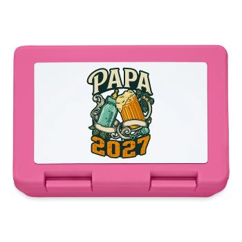 Papa 2027 – Bier & Babyflaschengeschenk - Brotdose - Pink - Vorne