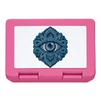 Auge im Stickerei-Look Mandala Geschenk - Brotdose - Pink - Vorne