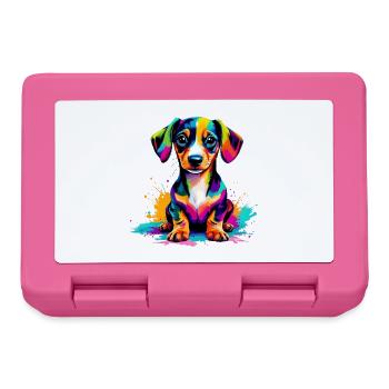 Bunter Welpe Farbexplosion - Brotdose - Pink - Vorne
