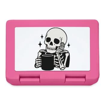 Lustiges Skelett, das Kaffeetasse hält Illustration - Brotdose - Pink - Vorne
