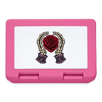 Skeleton Hands Red Rose Gothic Tattoo - Lunchbox - pink - Front