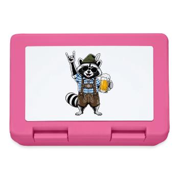 Raccoon in leather pants with beer and skirt salute - Lunchbox - pink - Front
