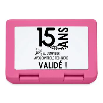 15 ans validé au controle technique anniversaire - Boîte à goûter - rose - Devant