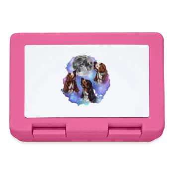 3 Basset Hounds Howling At Moon - Dog Mom Dad - Lunchbox - pink - Front