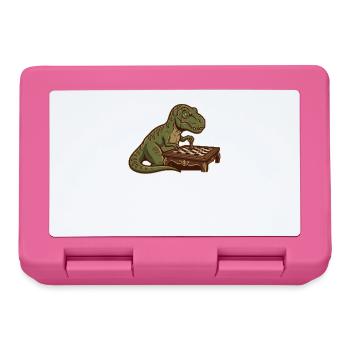 T-Rex Dinosaur Playing Chess - Lunchbox - pink - Front