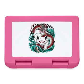 Japanese Kitsune Fox And Dragon In - Lunchbox - pink - Front