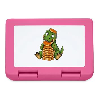 T Rex with Pancakes Funny Cartoon - Lunchbox - pink - Front
