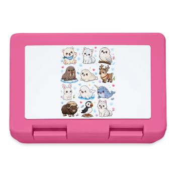 Kawaii Polartiere | Arktis & Winter - Brotdose - Pink - Vorne