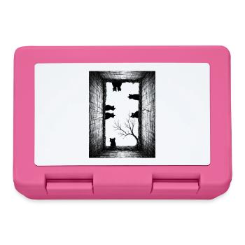 Dunkle Katzen im Tunnelrahmen - Brotdose - Pink - Vorne