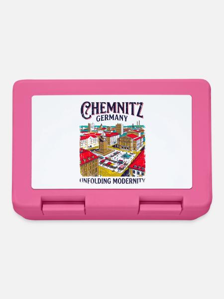 Retro Chemnitz Germany City Skyline Darmstadt - Brotdose - Pink