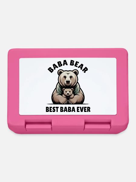 Baba Bär und Bärenbaby Vater & Kind Geschenk - Brotdose - Pink