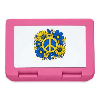 Ukraine Peace Zeichen mit Blumen Blau Gelb - Brotdose - Pink - Vorne