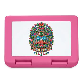 Pakistan | Pfauen, Moschee & Paisley - Brotdose - Pink - Vorne