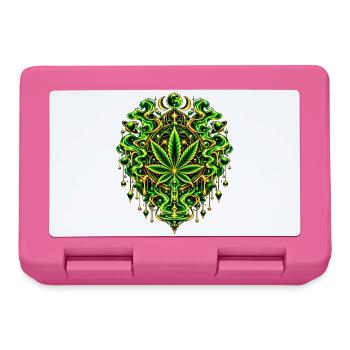 Grünes Cannabisblatt Mandala - Brotdose - Pink - Vorne