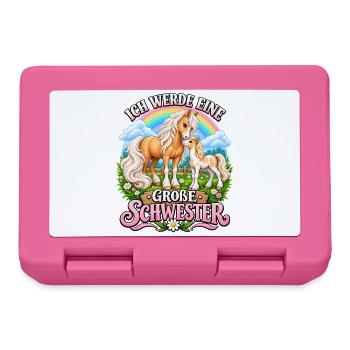Süße Pferde Ich werde große Schwester Nachwuchs  - Brotdose - Pink - Vorne