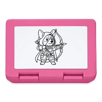 Niedliche Corgi-Bogenschütze-RPG-Tabletop-Gamer-Hunde-Umrisse - Brotdose - Pink - Vorne