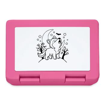 Niedlicher Wolf heult Halloween-Gliederung gruselige Kinder - Brotdose - Pink - Vorne
