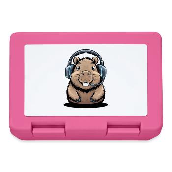 Lustiger Hamster Gamer Mit Headset Für Gaming Fans - Brotdose - Pink - Vorne