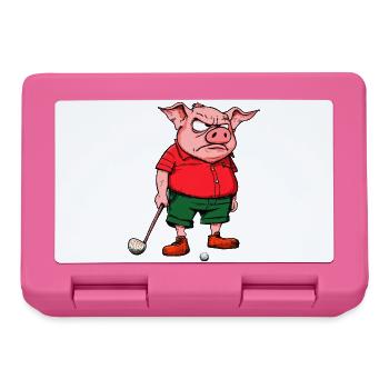 Schwein Golfspieler - Brotdose - Pink - Vorne