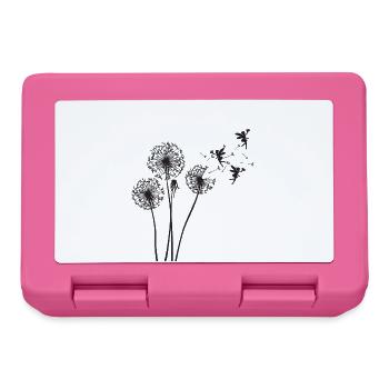 Schmetterlingdesign Pusteblumen Wiese Herzen Feen - Brotdose - Pink - Vorne