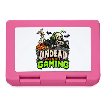 Untot und Gaming: Skeletter mit Headset - Brotdose - Pink - Vorne