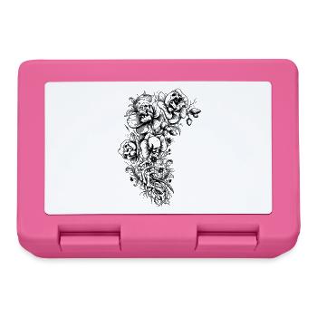 Vintage-Blumenskelett – Gothic Skulls und Dark B - Brotdose - Pink - Vorne