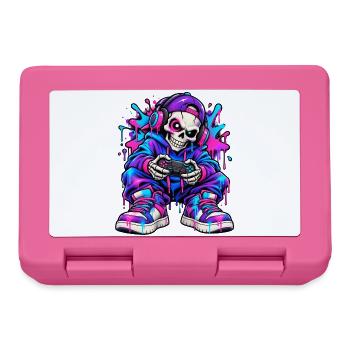 Neon-Graffiti-Gamer-Skelett – Gamer-Geschenk - Brotdose - Pink - Vorne