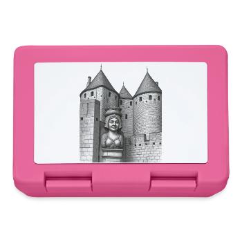 Festungs- und Büstenkönigin mittelalterliche Stadt - Brotdose - Pink - Vorne