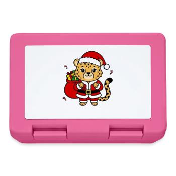 Süße Kawaii-Weihnachts-Gepard-Feiertags-Großkatze - Brotdose - Pink - Vorne