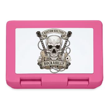 Rockabilly Schädel mit Gitarren - Brotdose - Pink - Vorne