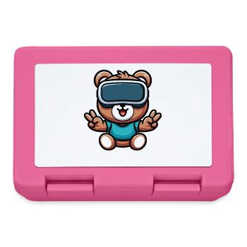 Bär Süß Comic Cartoon VR Virtual Reality - Brotdose - Pink - Vorne