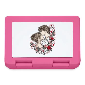 Liebespaar Rosen Valentinstag Romantik Pärchen - Brotdose - Pink - Vorne