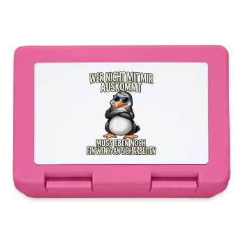 Pinguin mit Sonnenbrille – Arbeitsspruch - Brotdose - Pink - Vorne