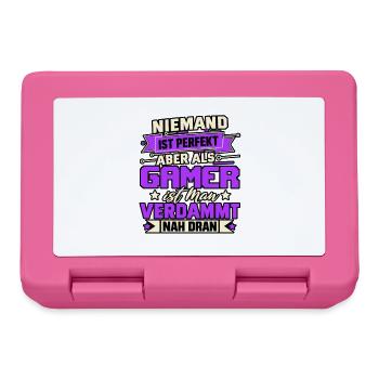 Niemand ist perfekt aber als Gamer - Brotdose - Pink - Vorne