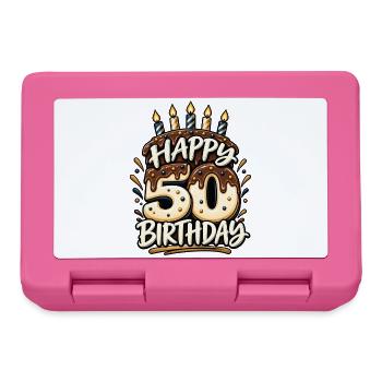 50. Geburtstag Happy 50 Birthday Runder Geburtstag - Brotdose - Pink - Vorne