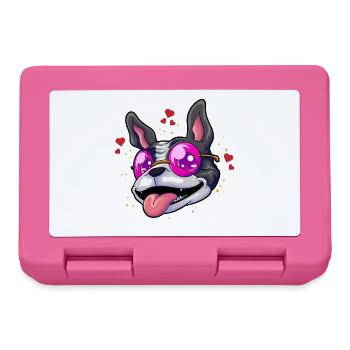 Boston Terrier Brille Humor - Brotdose - Pink - Vorne