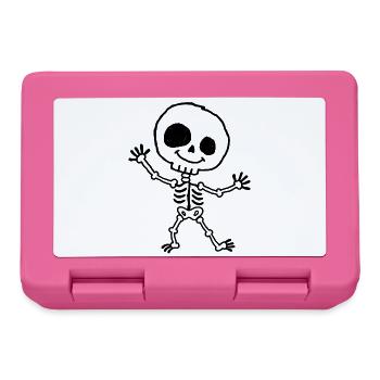 Fröhliches Halloween-Skelett im Kinder-Kritzelstil - Brotdose - Pink - Vorne