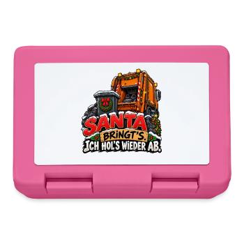 Müllmann Müllabfuhr lustiges Weihnachtsmotiv - Brotdose - Pink - Vorne
