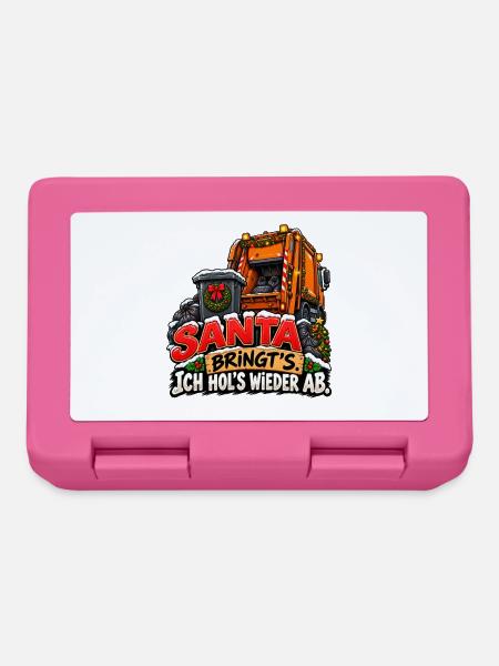 Müllmann Müllabfuhr lustiges Weihnachtsmotiv - Brotdose - Pink