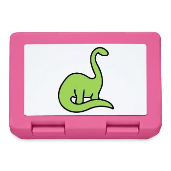 Lime Dino Silhouette auf Schwarz - Brotdose - Pink - Vorne