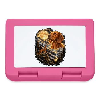 Spitz Hund Mondschein Bergwelt - Brotdose - Pink - Vorne