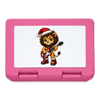 Lion Guitar Santa Hat Weihnachten - Brotdose - Pink - Vorne